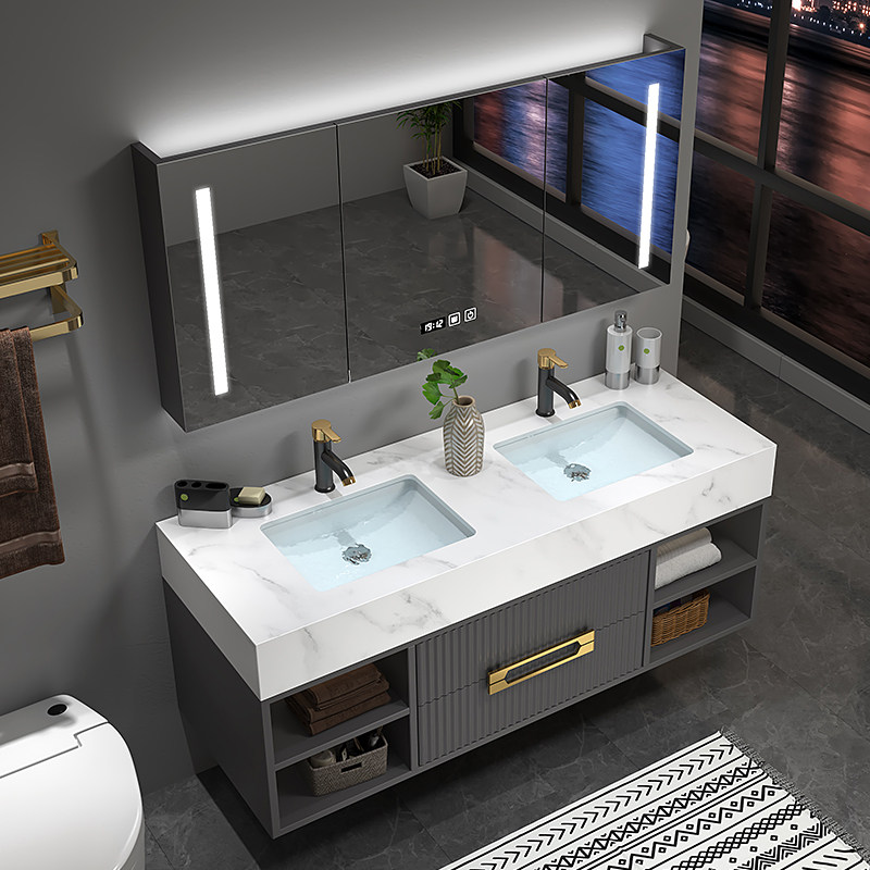 Modern simple rock board integrated basin Bathroom room cabinet combination wash basin Basin cabinet set Bathroom face wash basin