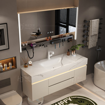 Bathroom washbasin pool slate hot-curved integrated basin bathroom cabinet combination bathroom cabinet washstand 2024 new style