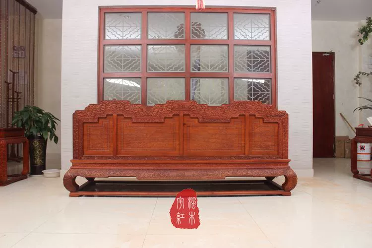 Yufeng gỗ gụ nội thất gỗ hồng mộc Miến Điện lớn trái cây sofa gỗ hồng cổ điển Trung Quốc gỗ hồng mộc sen ngai sofa - Bộ đồ nội thất