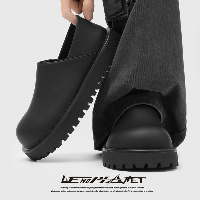 2026 Spring New Thick-Soled Loafers for Men, Versatile Black Leather Mules, Slip-On Loafers for Women