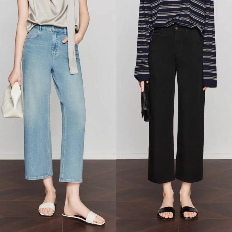 26 Spring/Summer Must-Have ~ Straight and Slimming Four-Way Stretch Anti-Fade No Odor Small Straight-Leg Denim Cropped Pants/Trousers