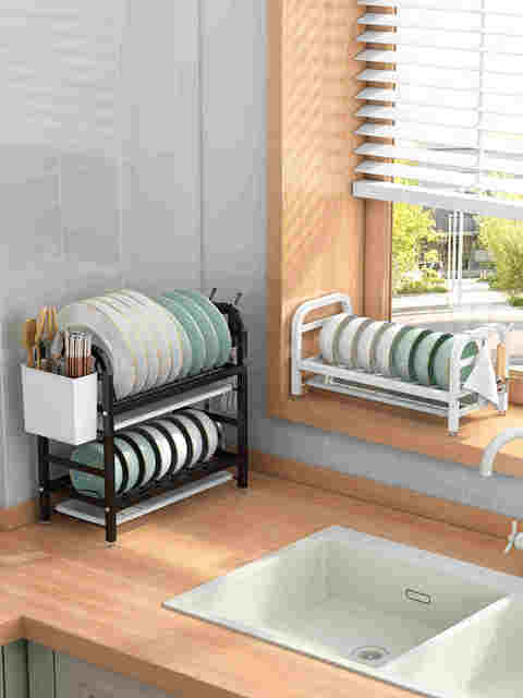 Narrow window sill dish, dish, kitchen storage rack, small size household small space cupboard storage drain bowl rack