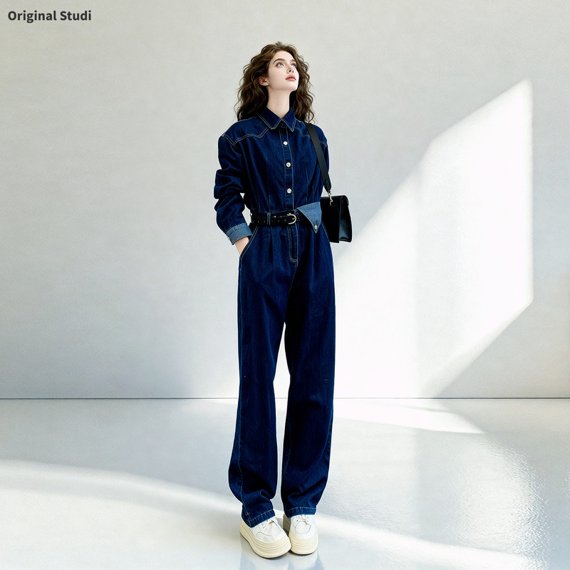 Very Stylish Denim Jumpsuit Set for Women, 2026 Autumn New Style, High-End, Elegant, High-Waisted, Slimming Jumpsuit Very Stylish Denim Jumpsuit Set for Women, 2026 Autumn New Style, High-End, Elegant, High-Waisted, Slimming Jumpsuit