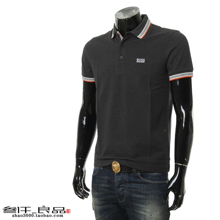 良品 Hugo Boss Green Nhãn Nam Áo sơ mi ngắn tay màu rắn 50302557 10102943 store t shirt