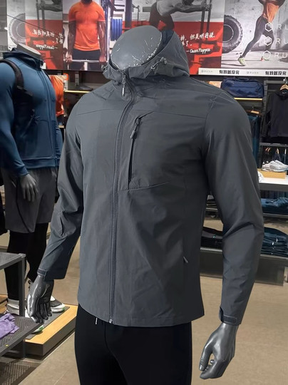 运动茄克男跑步外套户外冲锋衣春秋款休闲连帽夹克防水防风衣现货