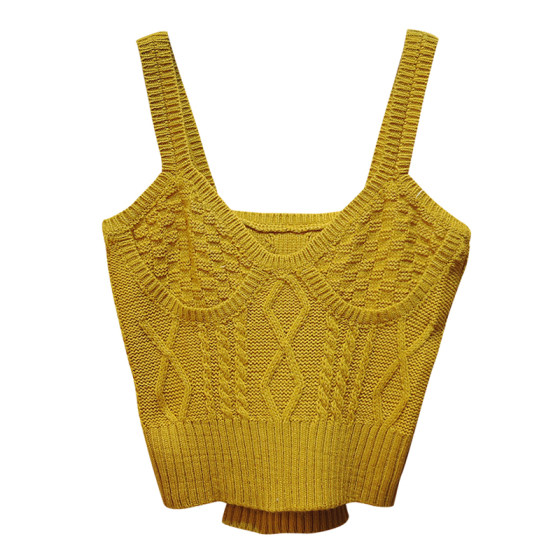 Summer careful ins internet celebrity top short navel-baring knitted camisole for women to wear inside and outside sleeveless sweater