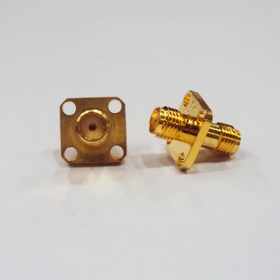 RF coaxial connector SMA-50KKF (50 ohm) SMA male thread inner hole double pass belt flange SMA female
