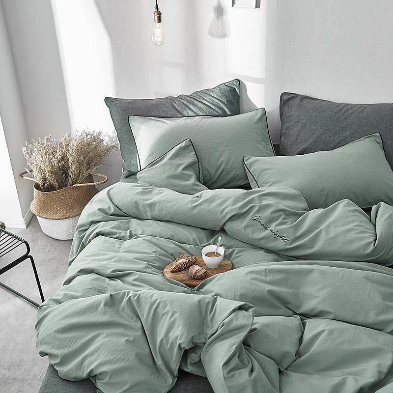 (homestead) embroidered washed cotton Nordic bed products embroidered velle pure cotton four pieces of spring and autumn style 1 8m meters