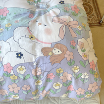 (Home Pose) Dream Purple ~ Little Clear Three Sets Pure Cotton Dormitory Bed Linen KK Girl Hearts Full Cotton Four Sets