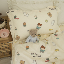 (Home Pose) cute teenage heart Cartoon Pure Cotton Double Layer Yarn Student Dormitory 3 Three sets BJ All cotton 8