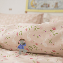 (homestead) Teenage Girl Hearts Fracking ~ Cute Little White Rabbit Double Pure Cotton Linen Four Sets MI Full Cotton Pink