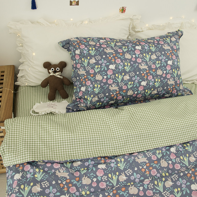 Literature and art Legal and Art Rabbit Paper Pure Cotton Dormitory Student Bed Set School BJ Sen