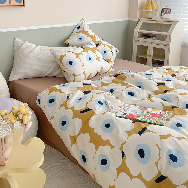 (Home Pose) Lazy Sensory SN Double Pure Cotton Twill Four Pieces Bedding Bed Bedding Linden Nordic Brief