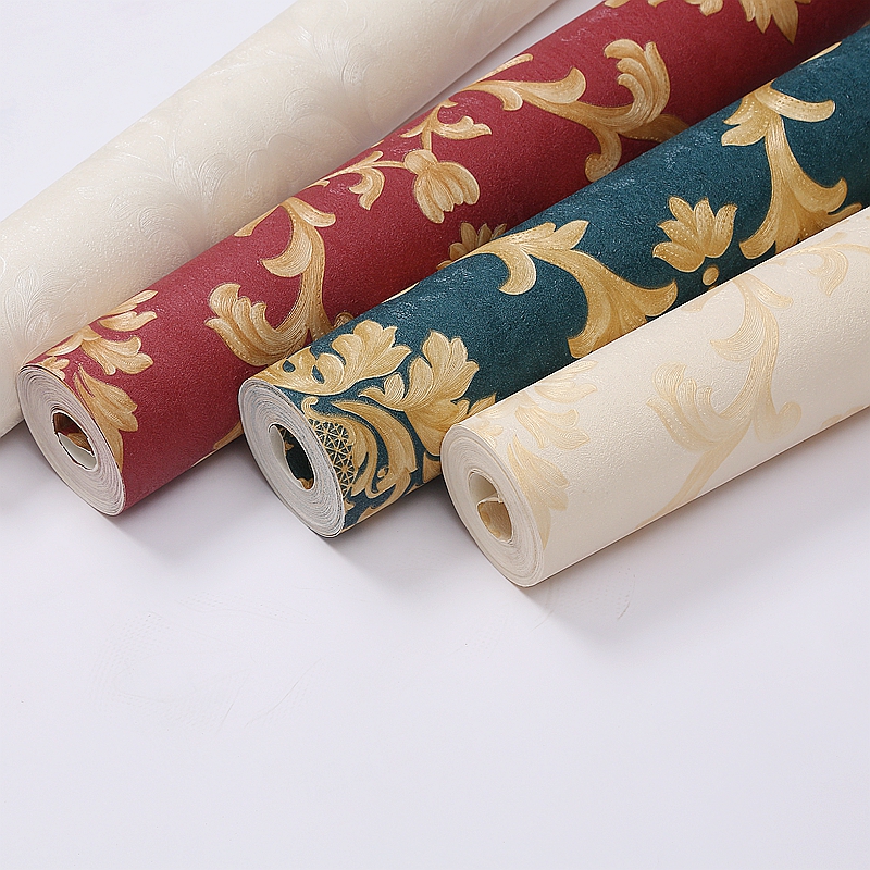 Ink green 3D European wallpaper ancient luxury dining room clothing foot road hotel beauty salon embossed gold flower wallpaper