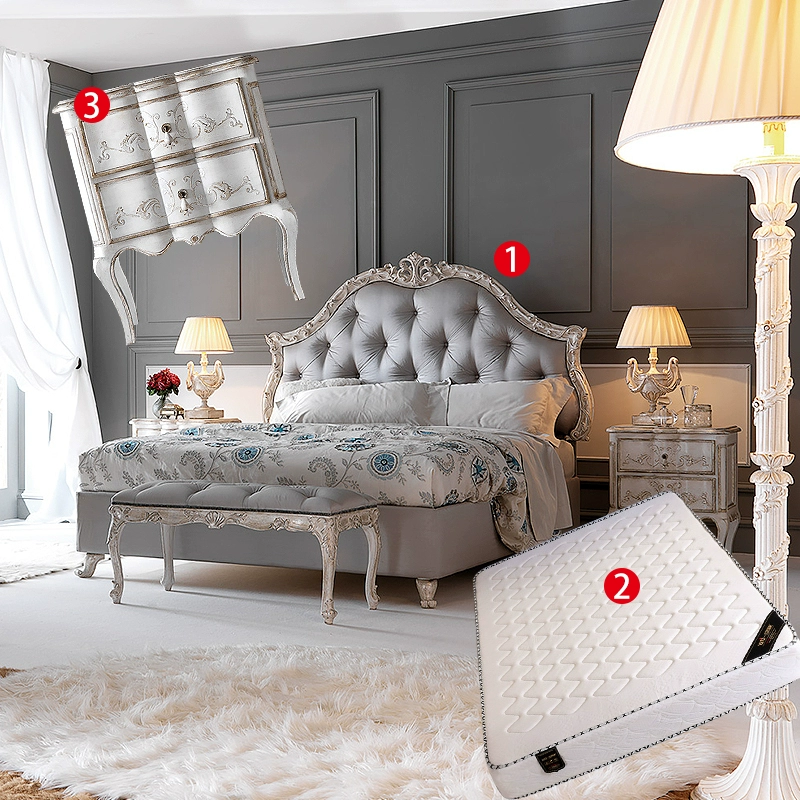 Xuất khẩu giường gỗ cao cấp kiểu Pháp đơn giản Giường đôi châu Âu Mỹ 1,8 m chạm khắc retro cũ nhẹ sang trọng Giường châu Âu - Giường