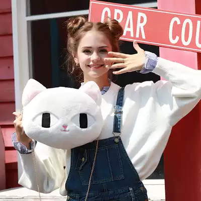 (Gift) Limited Korean version of Super Large Plush Backpack-big-eyed cat White