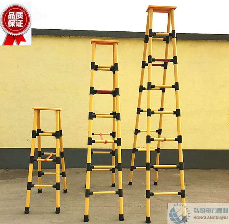 Ultra light round tube insulation herringbone ladder 1 m 2 m 3 m 4 m electrician insulated ladder glass fiber insulation herringbone ladder