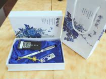 Company unit activity meeting gift souvenir Business gift custom blue and white porcelain pen 8gu plate two-piece set