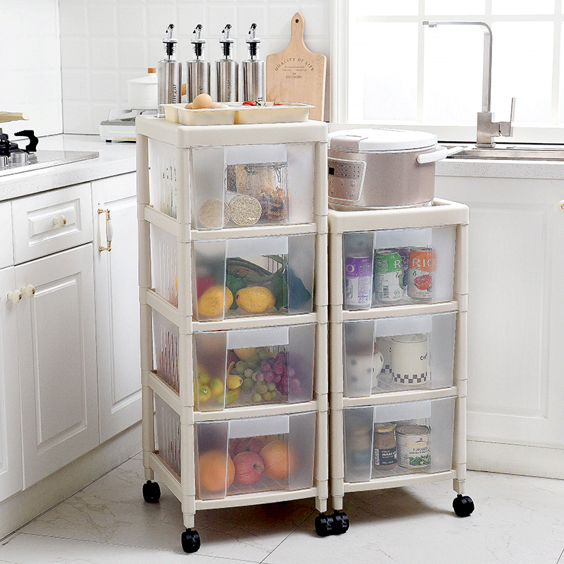 Kitchen vegetable rack floor-to-ceiling multi-layer rack drawer-type fruit storage basket with wheels plastic storage rack