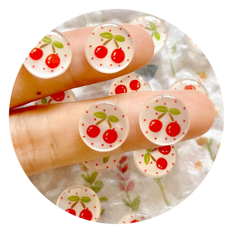 【Fresh Cherry Pattern Buttons】Polka Dot Transparent Resin Cute Handmade DIY Sweater Cardigan Buttons
