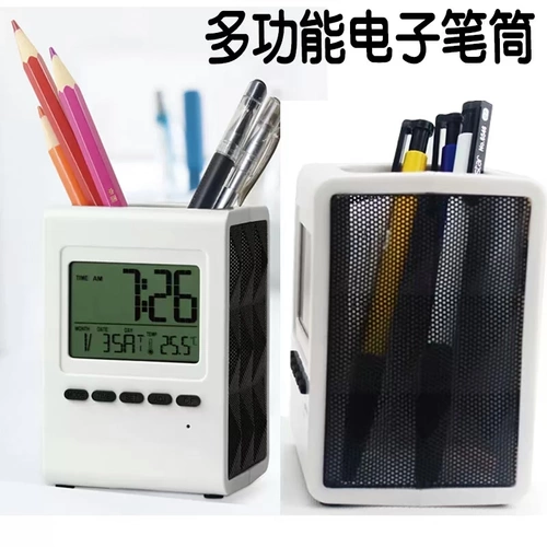 Универсальный квадратный электронный календарь, держатель для ручек, электронные часы, термометр для офиса