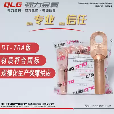Copper terminal block 70 square DT copper connector Copper closed crimping lug cable terminal head 10 class A thickened
