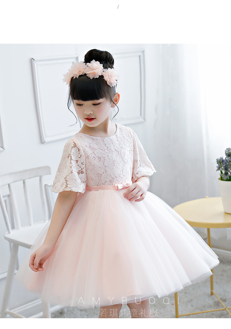Công chúa váy cô gái kèn tay áo đám cưới trẻ em váy cưới hoa cô gái váy hồng catwalk chủ trang phục váy trẻ em 10 tuổi