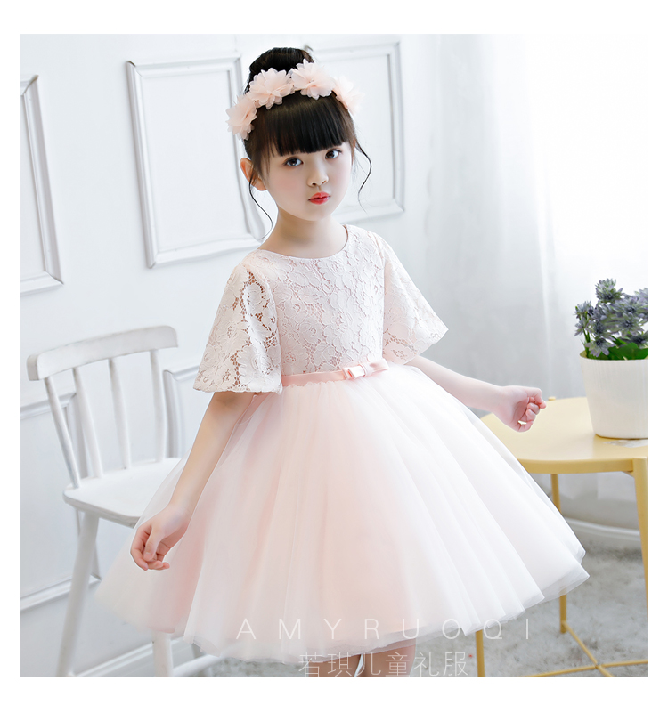 Công chúa váy cô gái kèn tay áo đám cưới trẻ em váy cưới hoa cô gái váy hồng catwalk chủ trang phục váy trẻ em 10 tuổi