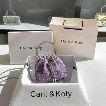 CaritKoty French niche bag 2023 new summer bright surface bucket bag ladies chain handbag trend