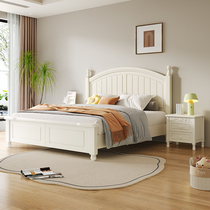 White Solid Wood Bed Modern Minimalist Yoda Garden Cream Wind Small Beauty Style 1 8 m Double Bed Master Bedroom 1 2 Children storage