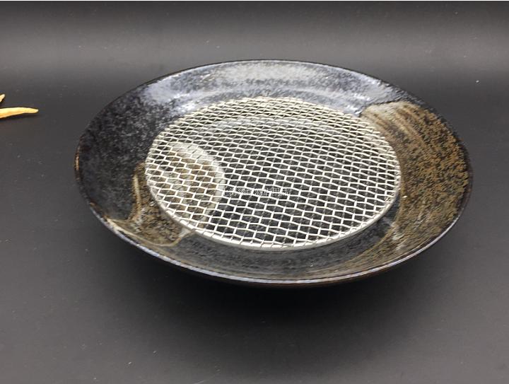 16cm round barbecue net tempura net plate Parent-child outdoor barbecue net Cooking net Fried grill net Multi-purpose net