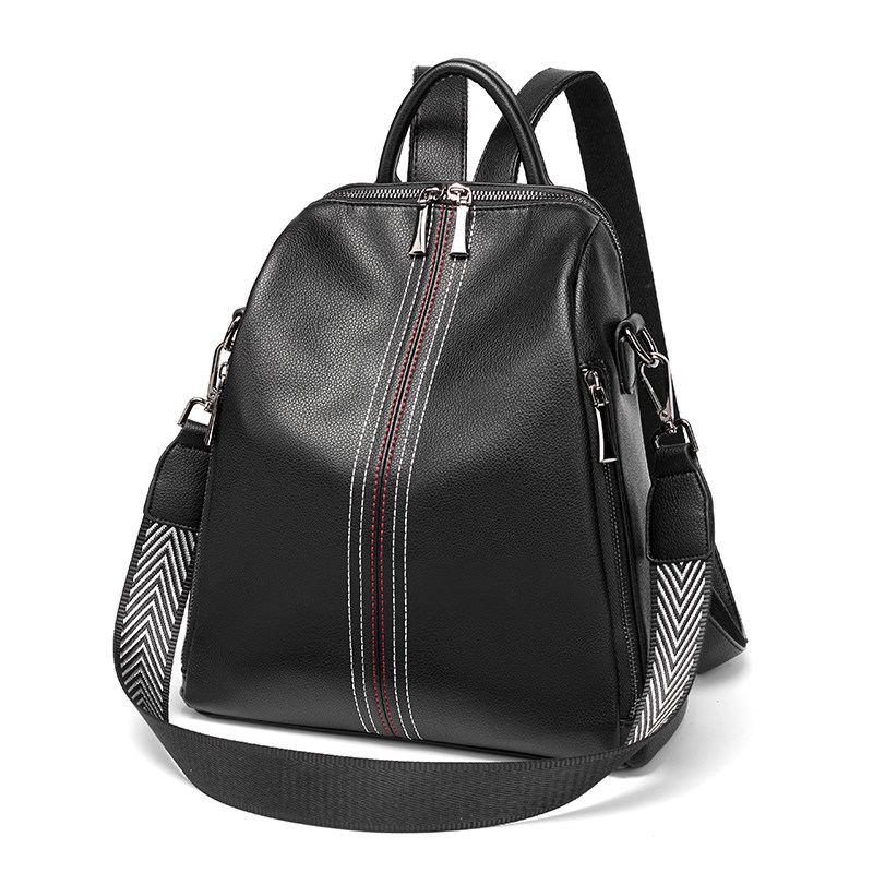 Backpack girl 2023 new tide fashion simple large capacity high - capacity soft - leather single shoulder skinny bandage travel bag