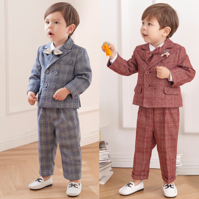 Toddler suit week-year-old Spring and autumn handsome children Little Western suit suit boy Yingren 2021 new children's gown