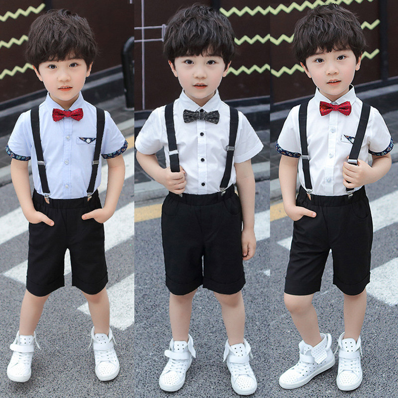 Boys small dress summer handsome piano performance children's suit suit male treasure baby bag pants host clothing