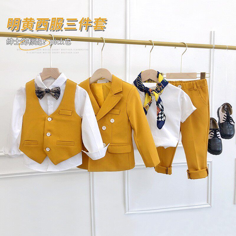 Children Suits Suit Boy Spring Boy Gown Little Prince West Suit 2021 New Baby Flowers Yinglun Wind