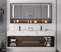 Bathroom cabinet set modern simple bathroom double basin wash hand wash basin combination basin cabinet marble wash table cabinet