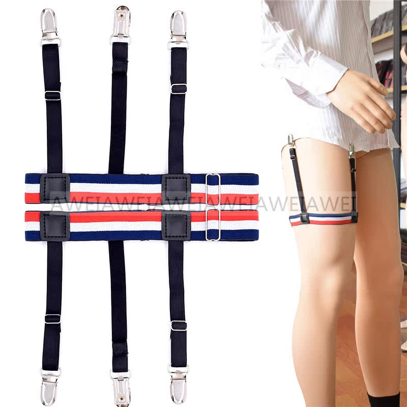 Unisex chính thức mặc cổ áo trắng phù hợp với áo sơ mi kẹp áo chống nhăn chống trượt áo sơ mi kẹp đùi vành đai garter dây nịt tất ren gợi cảm