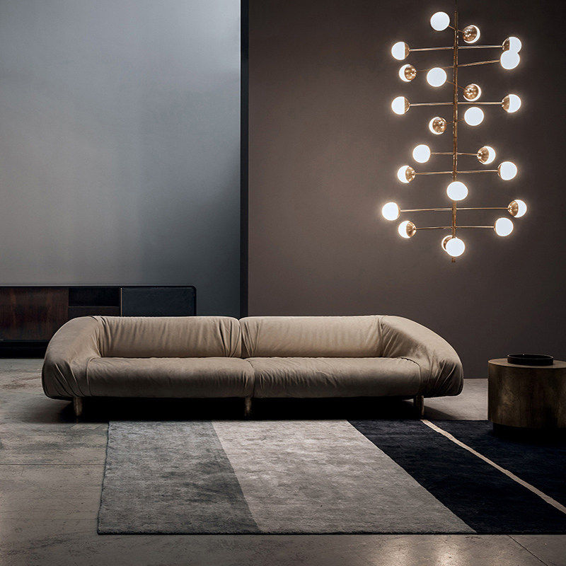 Baxter nubuck leather sofa Italian minimalist Nordic villa living room three-seat leather sofa light retro simple