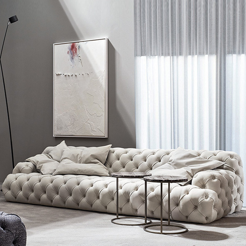 Meridiani Norton Capitonne imported nubuck leather sofa Italian light luxury buckle designer