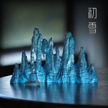 High-end ancient method glass glass decoration tea table Zen tea table tea table tea pet tea ceremony zero with mountain peak study paper paper