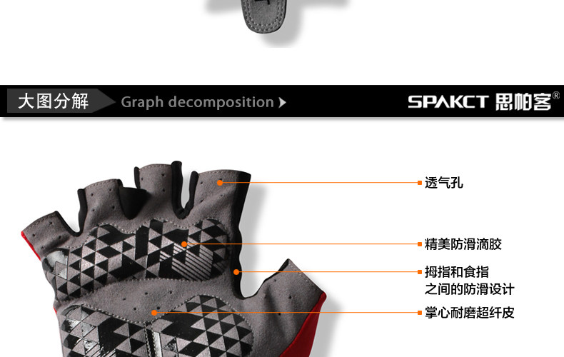 Gants de cyclisme mixte SPAKCT - Ref 2244475 Image 33