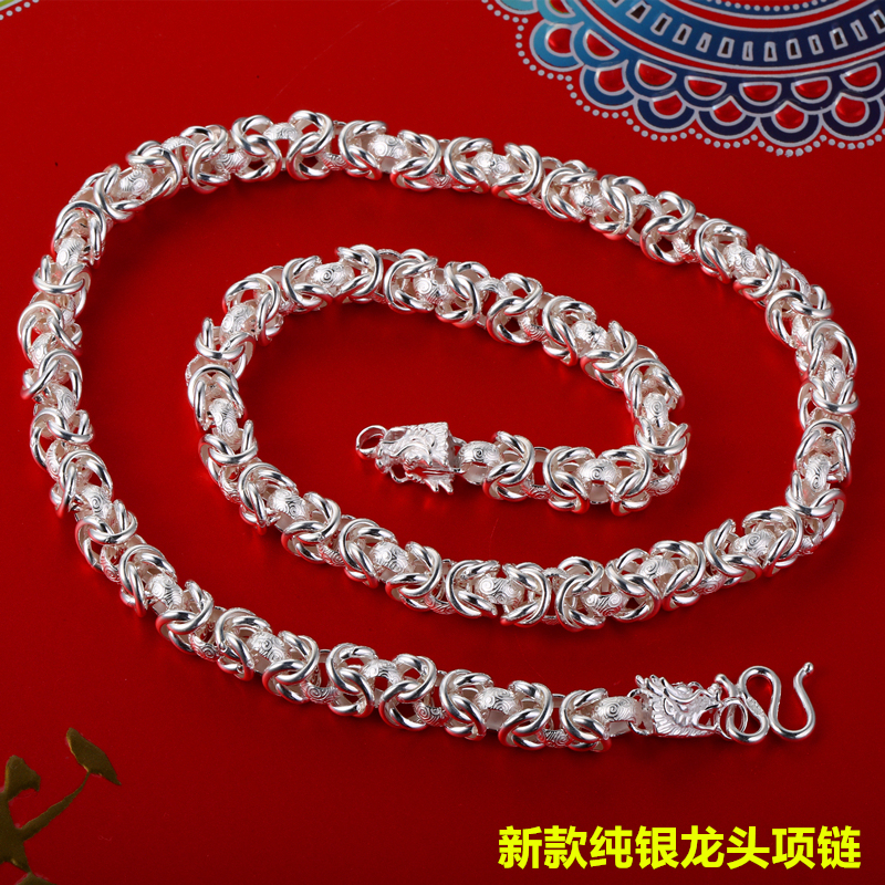 Authentic 999 Pure Silver Dragon Head Necklace for Men, Stylish and Bold Chain, Pure Silver Trendy Men's Necklace, Silver Jewelry Gift