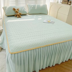 Summer princess wind latex ice silk mat, three -piece set with bed skirt, can wash air -conditioned air -conditioned soft mat, mattress mat