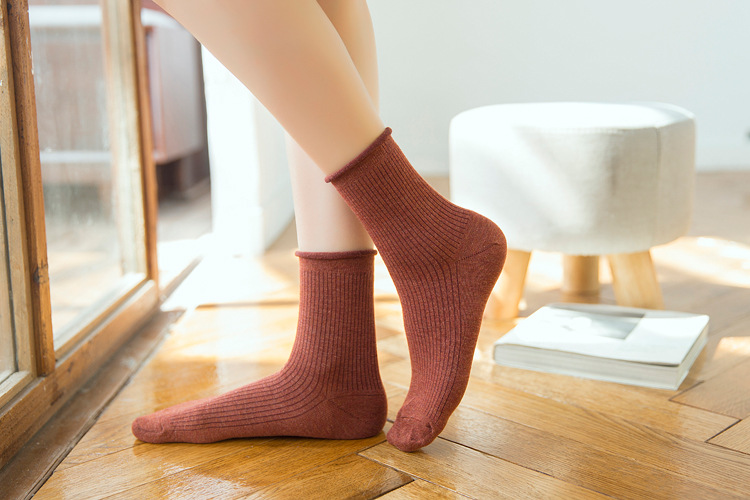 6 đôi vớ uốn lò xo và vớ mùa hè vớ nữ dễ thương lỏng miệng vớ cotton đại học sọc dọc vớ nữ tat nu co ngan cao cap
