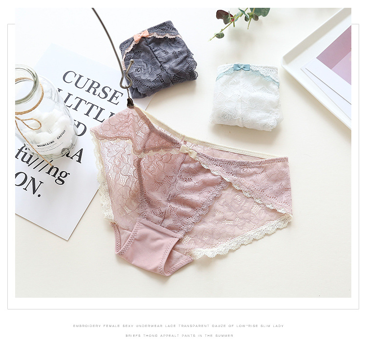 6 túi ren gợi cảm trong suốt đồ lót nữ rỗng hoa cotton áo giữa eo nữ tam giác đồ lót quần lót bé gái