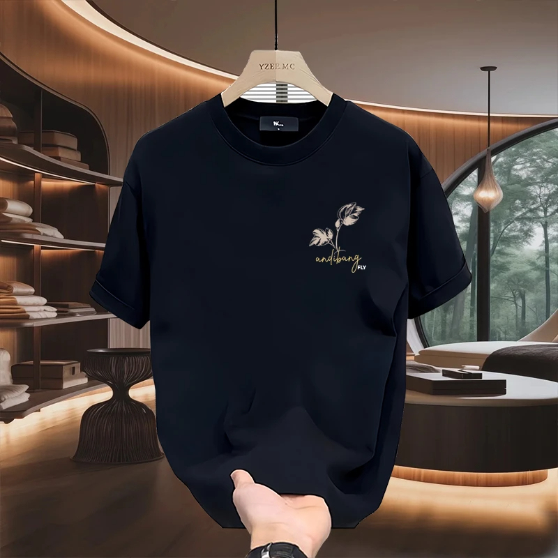 American High-End Trendy Brand Heavyweight Casual Pure Cotton Ice Silk Short-Sleeve Men's T-Shirt Loose Large Size Versatile Half-Sleeve Top American High-End Trendy Brand Heavyweight Casual Pure Cotton Ice Silk Short-Sleeve Men's T-Shirt Loose Large Size Versatile Half-Sleeve Top