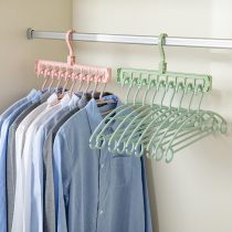 Multifunctional hanger household wardrobe rotatable 9-hole storage clothing support thick plastic wardrobe hanger horizontal dual use