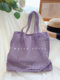 Korean style chic hollow woven bag fishnet bag casual versatile tote bag knitted bag shoulder bag vacation beach bag