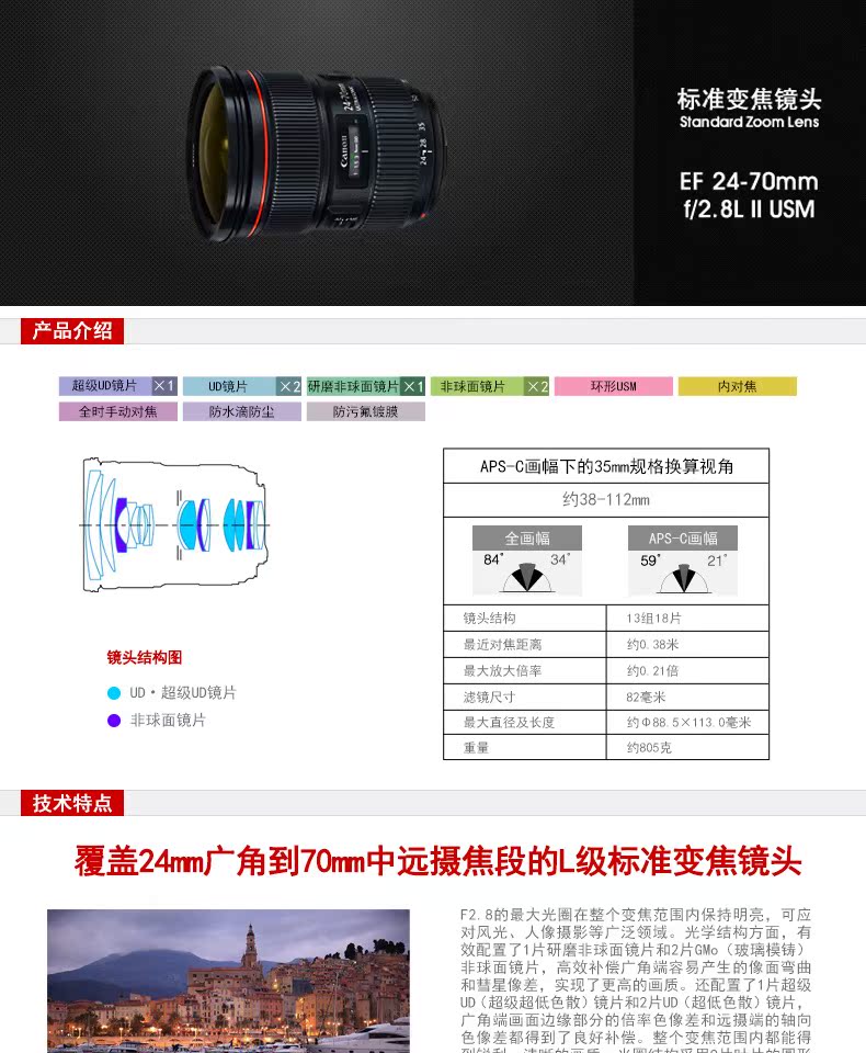 Canon EF 24-70 f / 2.8 II USM II 24-70 f / 4 IS Ống kính đỏ hình tròn USM