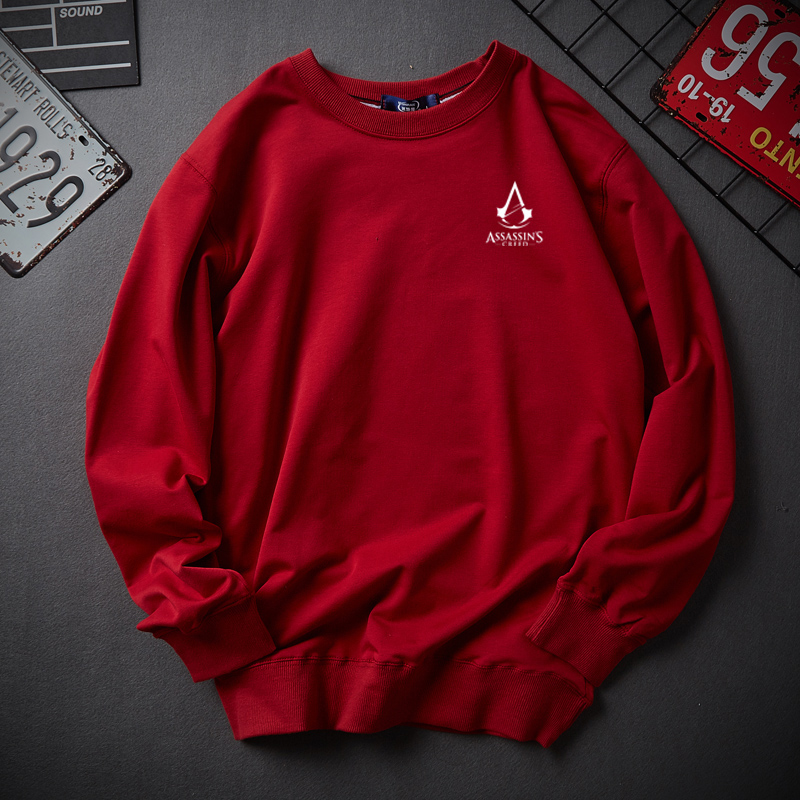 Mùa xuân và mùa thu cotton mỏng cổ tròn áo len nam chất béo quần áo nam cộng với phân bón XL lỏng lẻo đáy áo thể thao thủy triều quần jean nam big size